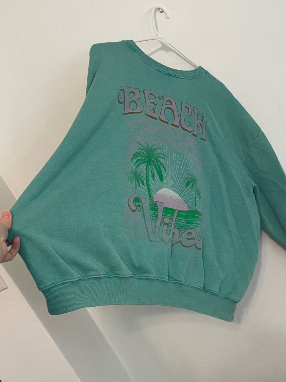 WILD FABLE Oversized Sweatshirt Teal Blue Green Beach Vibes Summer Vacation Boho - Picture 16 of 16